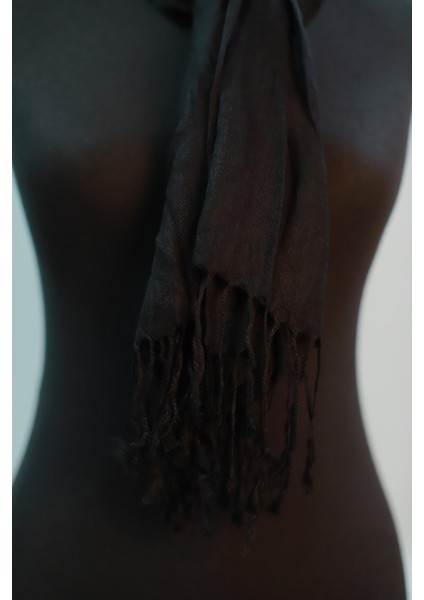 Siyah Polyester - Cotton Eşarp Şal