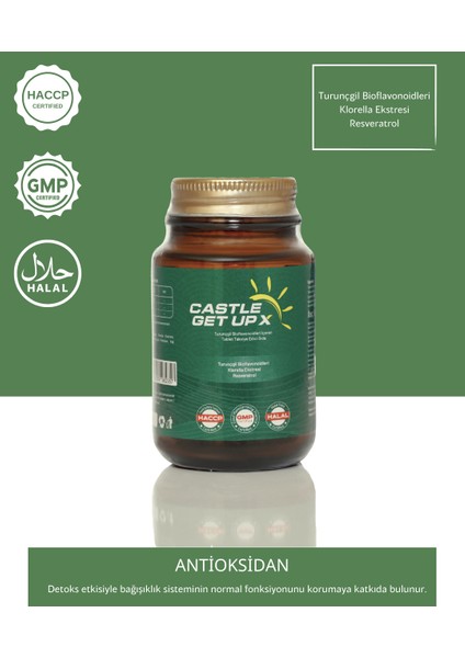 Castle Get Up X Chlorella, Resveratrol, Turunçgil Bioflavonoidleri İçeren Takviye Edici Gıda