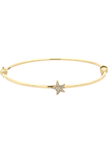 Ince Zirkon Taş Döşeli Deniz Yıldızı Figürlü Yeşil Altın Kelepçe Bileklik modelleri