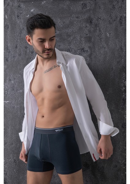 Erkek Pamuklu Düz Likralı Boxer 3'lü Adet