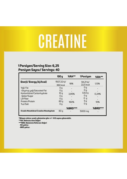 Creatine Lemonade - 250 gr 40 Servis