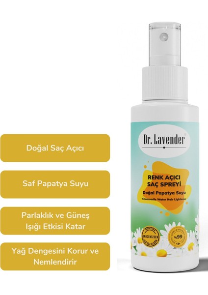 Dr. Lavender Papatya Özlü Doğal Renk Açıcı Saç Spreyi 3 Adet