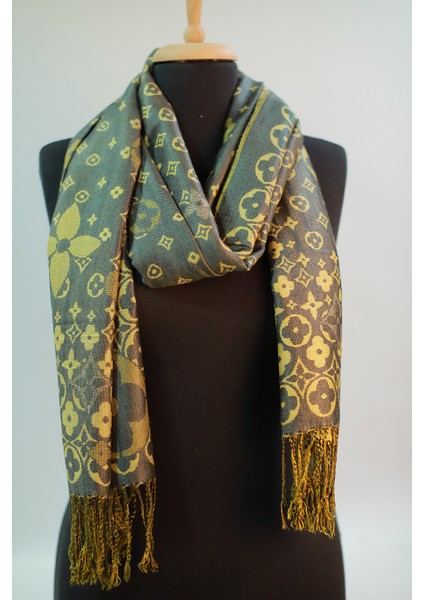 Antrasit Gold Rengi Desenli Paşmina Şal indirimleri