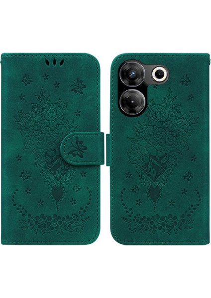 Tecno Camon 20 Pro 4g Kickstand Flip Pu Deri Kapak Kart Yuvaları Için Kılıf (Yurt Dışından)