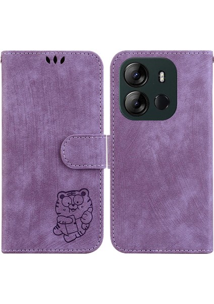 Tecno Pop 7 Pro Flip Folio Kabartmalı Sevimli Kaplan Kartı Cep Cüzdan Için Kılıf (Yurt Dışından)