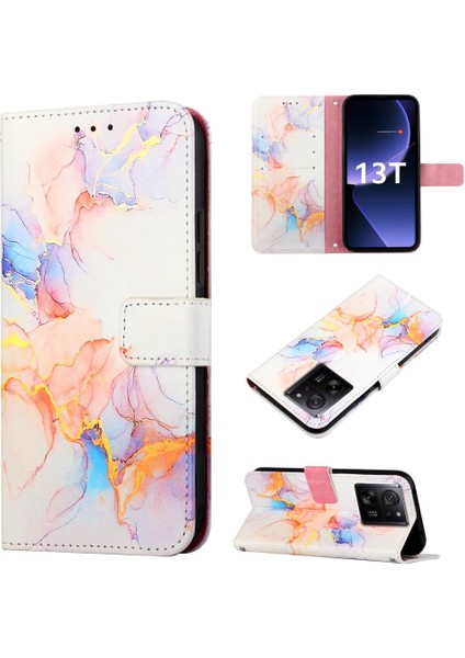 Xiaomi 13T/13T Pro 5g Pu Deri Cüzdan Kickstand Mermer Desen (Yurt Dışından)