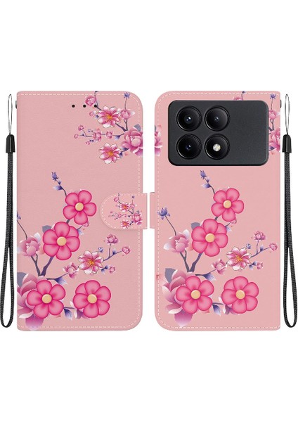Xiaomi Poco X6 Pro 5g Kelebek Çiçek Boyalı Cüzdan Manyetik Pu (Yurt Dışından)