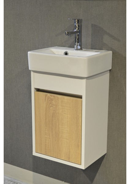 Turkuaz Seramik Banyo Tuvalet Mini Lavabo 26 x 36 cm %100MDF (Banyo Dolabı)