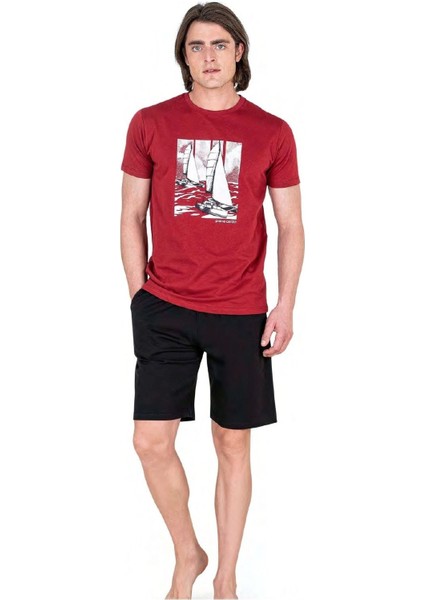 6039 Erkek Kısa Kollu Şortlu Pijama Takım