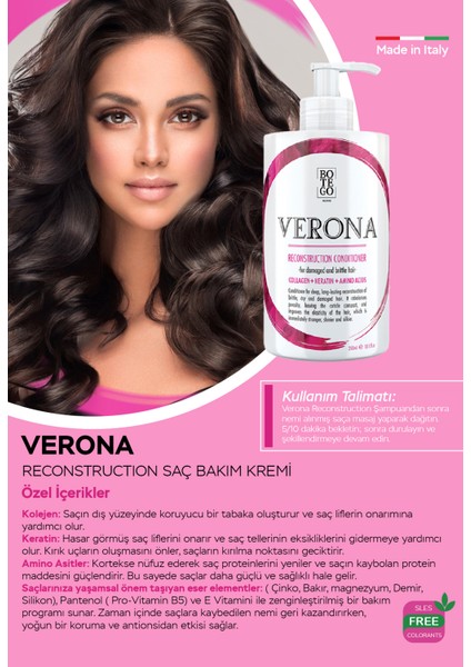 Verona Reconstruction Yeniden Yapılandırma Saç Bakım Kremi 250 ML