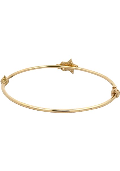 Mine ve Zirkon Taşlı Iki Boy Yıldız Figürlü Ince Şık Yeşil Altın Kelepçe Bileklik modelleri