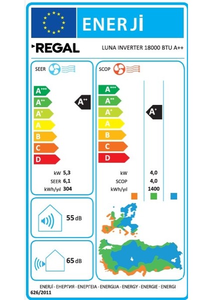 Luna A++ 18000 BTU Inverter Duvar Tipi Klima