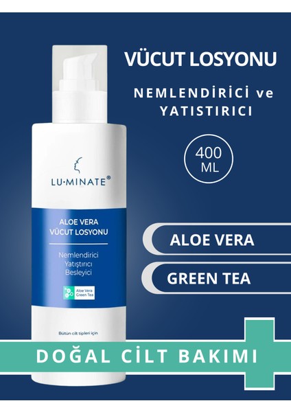 Vücut Losyonu Aloe Vera ve Green Tea, Normal ve Kuru Ciltler, Derinlemesine Nemlendirici