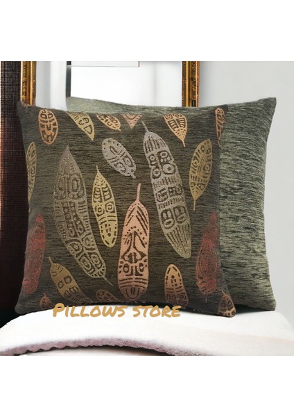 Yaprak Desenli Koyu Yeşil Kırlent Kılıfı Seti -2 Adet 45CM*45CM