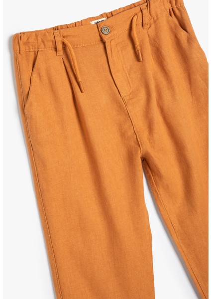 Basic Pantolon Cepli Beli Bağlamalı Viskon Kumaş