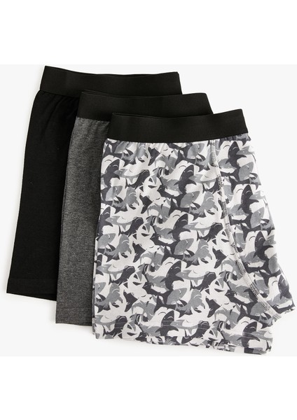 3'lü Boxer Seti Desenli ve Basic Pamuklu
