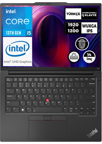 Thinkpad E14 Gen 5 Intel Core I5-1335U 24GB 1tb SSD 14" Wuxga Windows 11 Pro Taşınabilir Bilgisayar 21JLS20MTX 019
