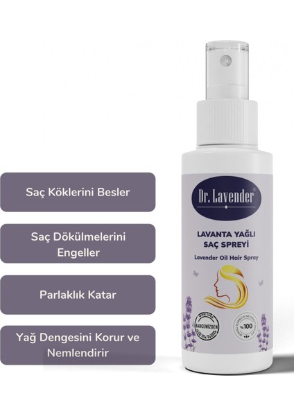 Dr. Lavender Nemlendirme Etkili Lavanta Özlü Saç Spreyi & Esansiyel Yağlı Saç Bakım Yağı