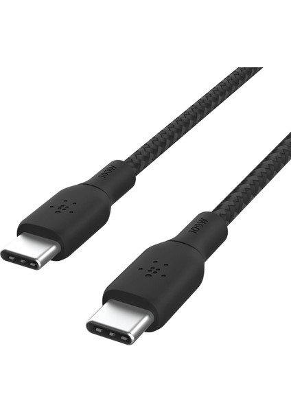 Usb-C Usb-C Usb-If Sertifikalı Çift Örgülü Data ve Şarj Kablosu, 100W, 2 Metre, 25000 Bükülmeye Kadar Dayanıklı, Siyah