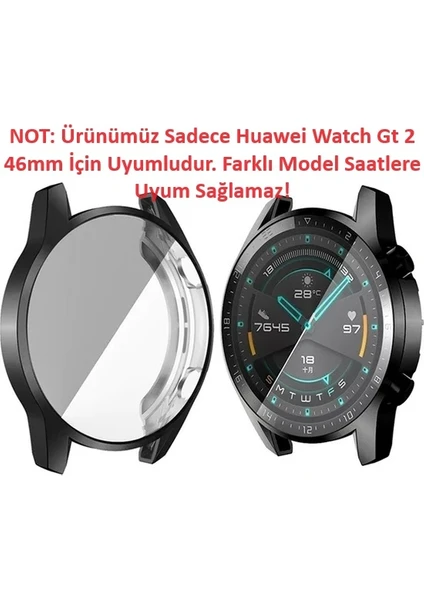 Huawei Watch GT 2 46 mm 360 Koruma Ultra İnce Silikon Kılıf AL-31650 - Siyah