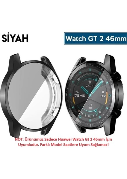 Huawei Watch GT 2 46 mm 360 Koruma Ultra İnce Silikon Kılıf AL-31650 - Siyah