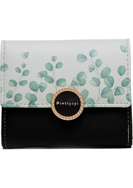 Kadın Kısa Üç Katlı Küçük Taze Pu Baskılı Cüzdan (Yurt Dışından)