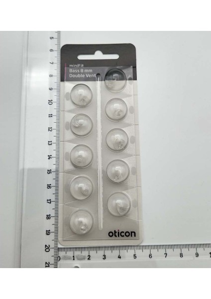 Oticon Minifit Bass 8 mm Double Vent Dome, Işitme Cihazı 2 Delikli Dom/kubbe (1 Paket=10 Adet)