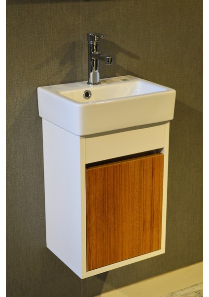 Turkuaz Seramik Banyo Tuvalet Mini Lavabo 26 x 36 cm %100MDF (Banyo Dolabı)