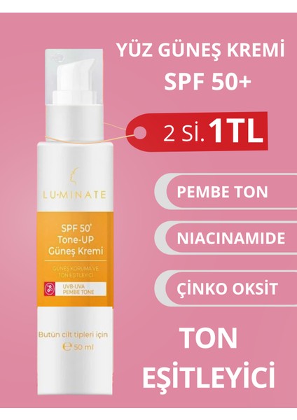 Güneş Kremi Spf 50+ Pembe Yüz Güneş Kremi Pink Touch Ton Eşitleyici Yüksek Koruma Uva