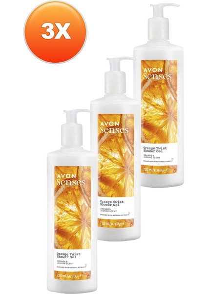 Senses Orange Twist Portakal ve Yasemin Kokulu Duş Jeli 720 Ml. Üçlü Set