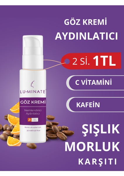 Göz Altı Kremi Morluk Torba Ve Şişlik Karşıtı Göz Çevresi Aydınlatıcı Nemlendirici C Vitamin Kafein Gözaltı Bakım