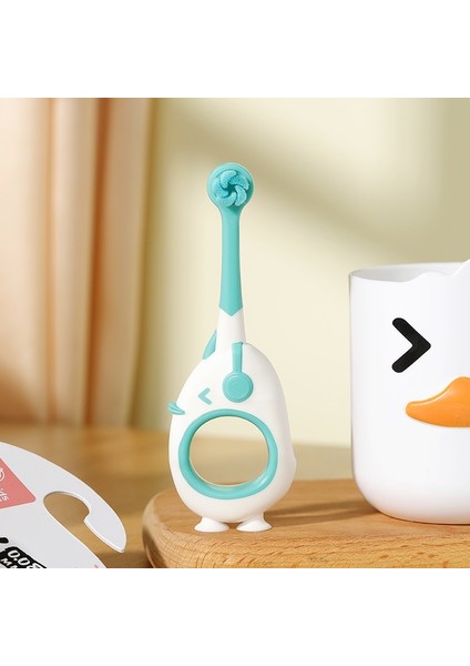 Çocuk Diş Fırçası Tek Paket 0-3 Yaş Bebek Karikatür Vantuz Ördek Ince Yumuşak Kıllı Diş Fırçası (Yurt Dışından)