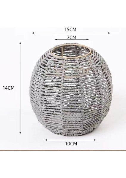 Rattan Abajur Yaratıcı Retro El Dokuması Lamba Aydınlatma (Yurt Dışından)