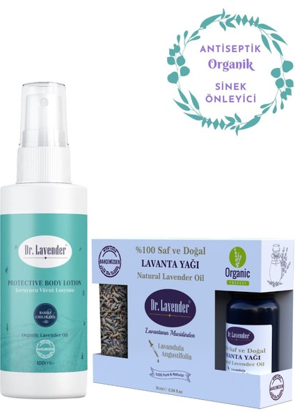 Dr. Lavender Organik Lavanta Yağlı Koruyucu Losyon ve Lavanta Yağı 10 ml Sinek Uzaklaştırıcı