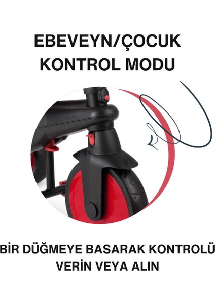 STR3 Plus 5’i 1 Arada Modüler Katlanabilir Bebek Arabası ve Üç Tekerlekli Bebek Bisikleti Red