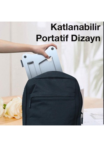 Aluminyum Katlanabilir Yükseklik Ayarlı Kaydırmaz Taşınabilir Laptop Macbook Notebook Standı