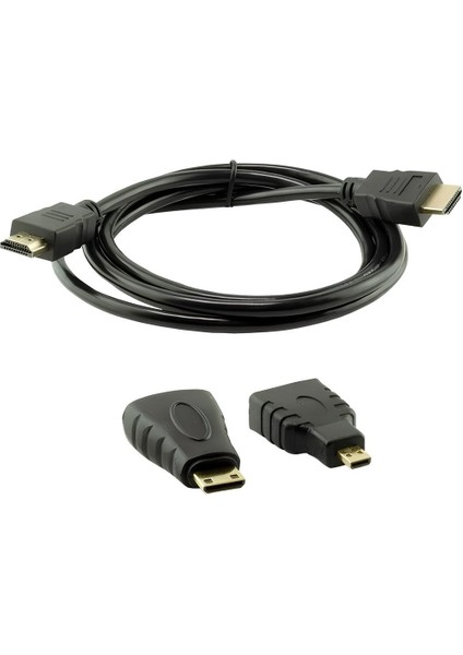 Speeduf 1.5 M 1.4V 3D HDMI Kablo Mini Micro Uç 3in1 Çevirici Dönüştürücü Adaptör Kablosu