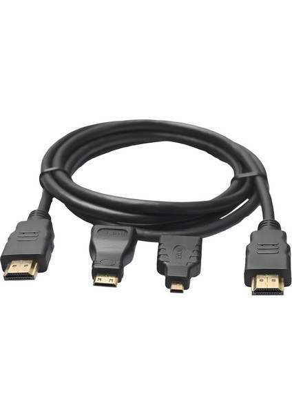 Speeduf 1.5 M 1.4V 3D HDMI Kablo Mini Micro Uç 3in1 Çevirici Dönüştürücü Adaptör Kablosu