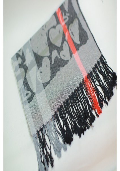 Gri ve Füme Rengi Desenli Paşmina Şal