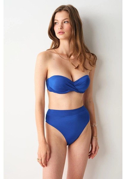 Angela High Leg Bikini Tek Alt Saks 239203 fırsatları
