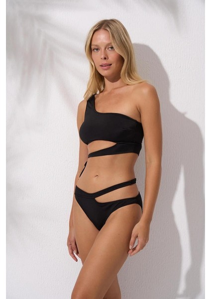 Tek Omuz Bağlamalı Bikini Takım Siyah 241270