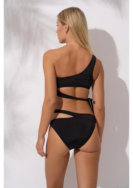 Tek Omuz Bağlamalı Bikini Takım Siyah 241270 fiyatları