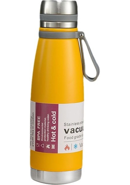 316 L Çelik Sarı 520 ml Sıcak Soğuk Vacuum Bottle Matara Suluk CIN478SR