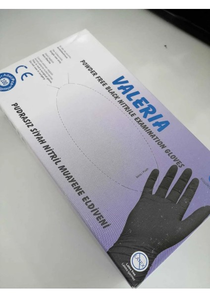 Siyah Pudrasız Nitril Eldiven (L) Large 100'LÜ Valerıa