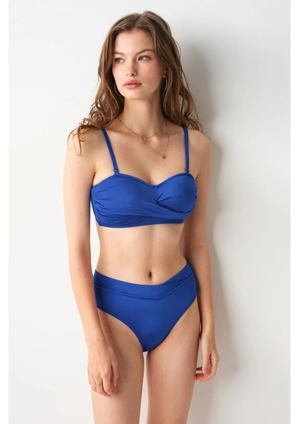 Ella Yüksek Bel V Kesim Bikini Tek Alt Saks 239207 fiyatları