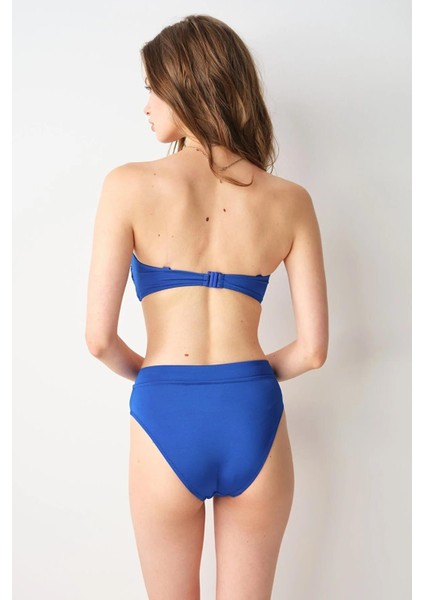 Ella Yüksek Bel V Kesim Bikini Tek Alt Saks 239207 fırsatları