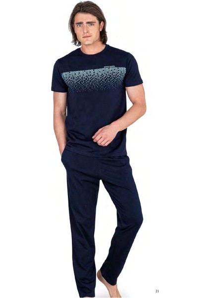 6045 Erkek Kısa Kollu Penye Pijama Takımı