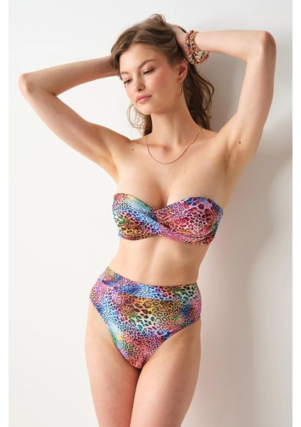 Angela High Leg Bikini Tek Alt Leopar 239203-D