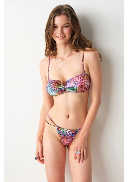 Amaour Soft Straplez Bikini Tek Üst Leopar 239108-D