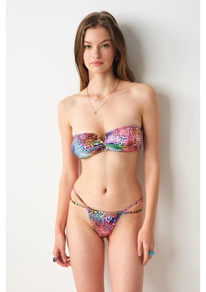 Amaour Soft Straplez Bikini Tek Üst Leopar 239108-D